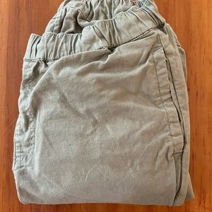 Pact Mens Woven Twill Rollup Pants Elastic Waist Size Medium Green Olive